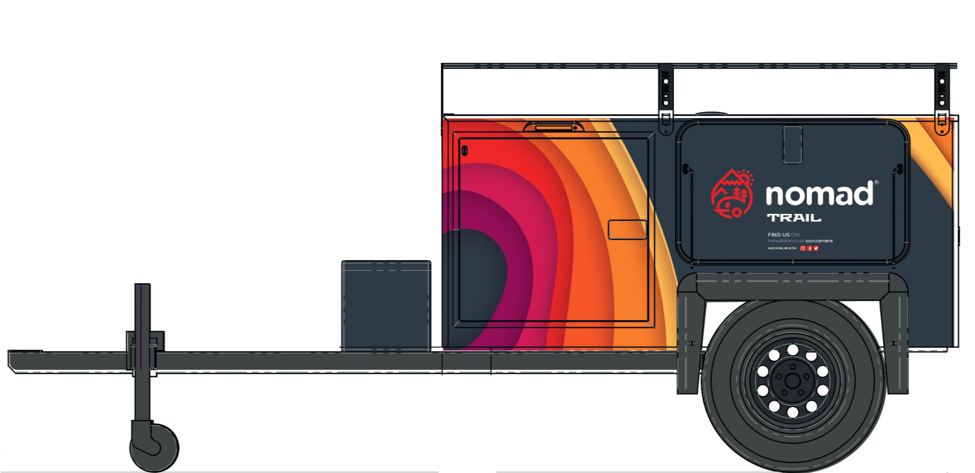Technical drawing of an older Nomad trailer design